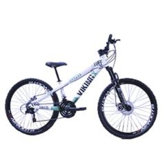 Bicicleta Vikingx Aro 26 Câmbios Importado 21V Aero Branco Verde