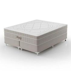 Cama Box King Royale com Colchão King Molas Ensacadas Bege e Branca - 