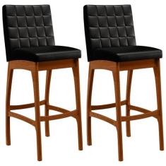 Kit 02 Banquetas Altas Para Cozinha Sala de Jantar Fixa Mila L02 mater
