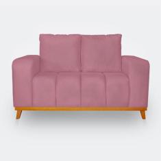 Sofá 2 Lugares Memphis Ultra Conforto em Madeira Maciça e Suede Rose -