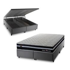 Conjunto Box Baú Durham Preto 193x203x67 c/ Molas Ensacadas - King Hou