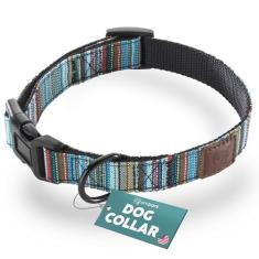 Coleira para cães Embark Adventure – Coleira de nylon elegante e durável para cães médios, coleira confortável e ajustável para cães de tamanho médio com fivelas fortes