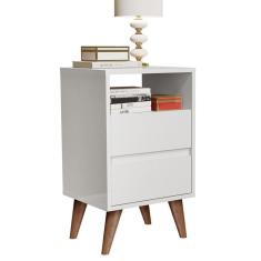 Mesa De Cabeceira Classic Plus 2 Gavetas Pés Palito Retrô