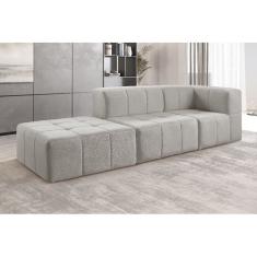 Sofá Box 3 Lugares Bouclé 86cm X 258cm X 65cm Cinza