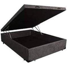 Cama Box Baú Casal em Suede Cinza com Pistão a Gás - 138x188 - Rabi Co