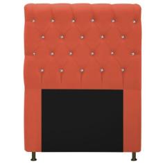 Cabeceira Estofada Cristal 90 cm Solteiro Com Strass Suede Terracota -