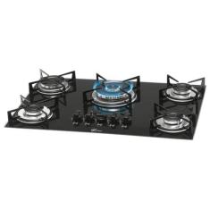 Fogão Cooktop Fischer 5Q TC Gás Mesa Vidro PRETO, Preto