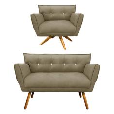 Kit 1 Namoradeira e 1 Poltrona Giratória Anitta Marrom Rato