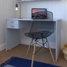 Escrivaninha Mesa Escritório Arvo 2 Gavetas 100cm Bramov Cinza Cristal