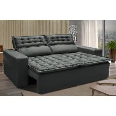 Sofá 3 Lugares Retrátil e Reclinável Cama inBox Slim 1,80m Velusoft Cinza