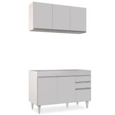 Armário Aéreo Virgínia E Balcão Para Pia 120cm Branco