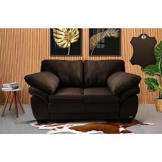 Sofá de Couro Legítimo 2 Lugares 1,60m Cama Inbox Monterrey Marrom