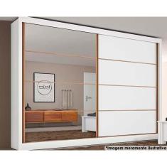 Guarda Roupa Casal 2 Portas de Correr e 6 Gavetas c/ 1 Espelho Sevilha Branco - Europa