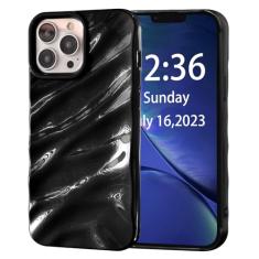 AKABEILA Capa para iPhone 15 de 6,1 polegadas com padrão de ondulação de água TPU capa fina à prova de choque 3D antiderrapante com glitter brilhante