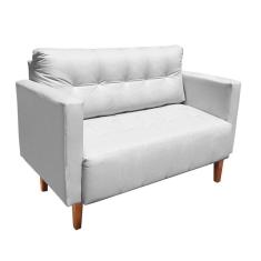 Sofá Namoradeira Livia Corino Pés Chanfrado Castanho D`rossi Branco