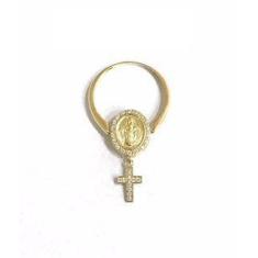Anel de ouro 18k terço pingente - Elegancy Joias, 20