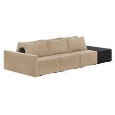 Sofá Ilha 3 Lugares Living 312cm Modulado Lary Veludo Bege Pu Pto K01 - D`rossi