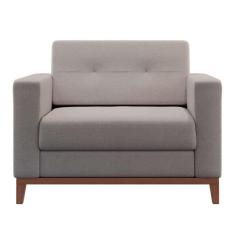 Poltrona Living Pés e Base em Madeira Linho Cotton Cru