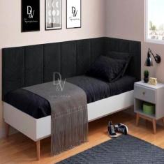 Conjunto de Cabeceira Painel Modulada Cama Box Laura II Solteiro 0,90 