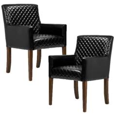 Kit 02 Poltronas Decorativas Sala de Estar Base de Madeira Liverpool P