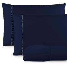 Lençol Queen 3 Peças Ponto Palito Micropercal 400 Fios - MS Enxovais, 