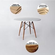 Mesa de Jantar Redonda Eames Eiffel - Wood - Tampo de mdf - 90cm - Branco