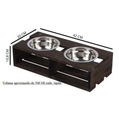 Comedouro Com 2 Potes Para Cães E Gatos Tamanho M Stolf