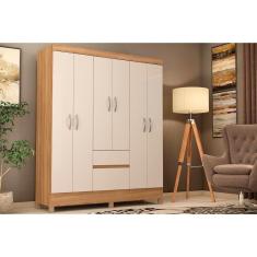 Guarda Roupa 6 Portas E 2 Gavetas Flash Ii Amêndola-Off White - Demóbile