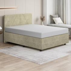 Base Cama Box Casal Veludo Skybox Cor Bege