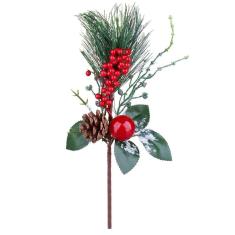 Enfeite de Natal Pick Frutos e Pinha 27cm Cazza