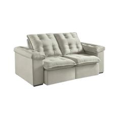 Sofá 3 Lugares Retrátil e Reclinável Itaguaí Veludo Pena Bege Claro - 