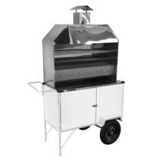 Carrinho de Churrasco Cefaz Luxo Estendido Branco Rodas Pneumáticas BL