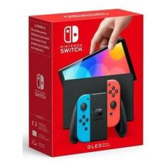 Nintendo Switch OLED Neon, 64GB, Tela OLED de 7", Vermelho e Azul