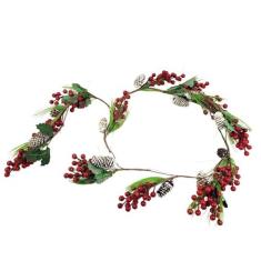 Festão Amora Com Pinheiro Natalino 170X10Cm Enfeite De Natal - Inigual