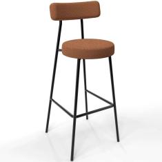 Banqueta Alta Bar Cozinha Sala De Jantar Estrutura Em Aço Milão L02 Bouclê Terracota - Lyam Decor