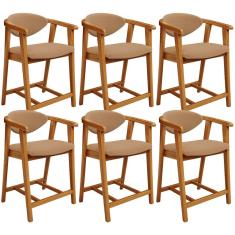 Kit 06 Banquetas Baixa Para Cozinha Sala Jantar Bancada Cecília L02 Bouclê Mostarda - Lyam Decor