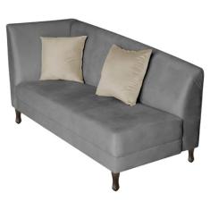 Divã Recamier Heitor 160cm com Almofada Lado Direito Suede - Doce Sonh