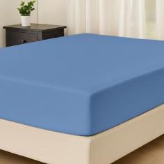 Lençol Viúvo Avulso c/ Elástico Percal 180 Fios - Dryka Enxovais, Azul
