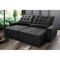 Sofá Retrátil Reclinável Alaska 2,50m Suede Velut Cinza c/ Molas no Assento - King House