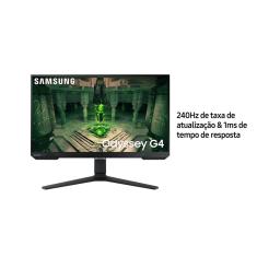 Monitor Gamer Samsung Odyssey G40 25&quot; Preto LS25BG400ELXZD, FHD, 240 Hz, 1ms, com ajuste de altura, HDMI, DP, Gsync, Freesync