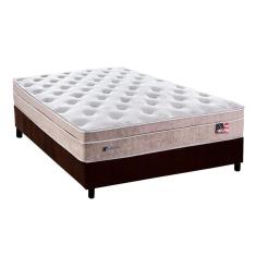 Cama Box Casal: Colchão Molas Plumatex MasterPocket Ensacadas Miami + Base CRC Suede Marrom(138x188)