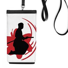 Bolsa para celular Bushido Samurai Katana Sakura Outline Japão, bolso preto