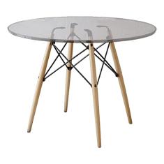 MESA DE JANTAR EIFFEL REDONDO TAMPO DE VIDRO 90CM