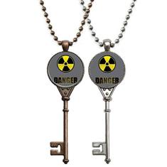 OFFbb-USA Logotipo Radioativo Substâncias Aviso Chaveiro Colar Pingente Joias Decoração Casal