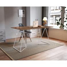 Escrivaninha Mesa Bela Vista Branco E Tampo Imbuia - Branco