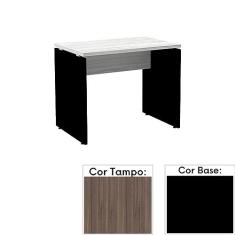 Mesa de Escritório Pé Painel Pe25 em Mdp 90 x 60 cm Cor Walnut e Base Preta