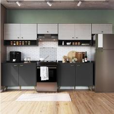 Cozinha Compacta 4 Peças 10 Portas 2 Nichos Porta Tempero Atena Gralar Grafite/snow