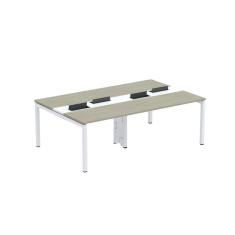 Mesa de Plataforma Dupla para 4 Pessoas Corporativa 110X140/4P Nogueira casblanca/Branco