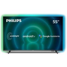 Smart TV 55" UHD 4K Philips 55PUG7906, Ambilight Android TV, HDR10+, Dolby Vision, Dolby Atmos, Design Borderless e Bluetooth