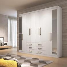 Guarda Roupa Casal com Espelho 8 Portas 6 Gavetas Master Santos Andirá